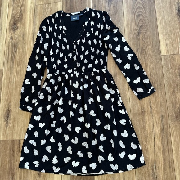 Anthropologie Maeve womens benet black white heart dress size small - Picture 3 of 5